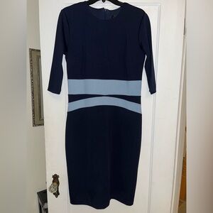 Flattering Navy and Light Blue Midi Dress